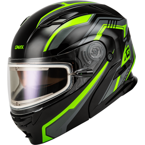 MD-01S Transistor Electric Helmet by GMAX M401391318 Modular Helmet 72-72882X Western Powersports Black/Grey/Green / 2X