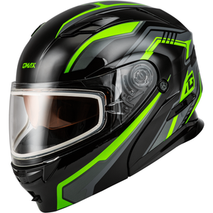 MD-01S Transistor Snow Helmet by GMAX M201391318 Modular Helmet 72-72832X Western Powersports Black/Grey/Green / 2X