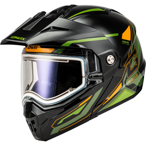 MD-74S Spectre Modular Helmet w/Electric Shield by GMAX M107421098 Modular Helmet 72-72402X Western Powersports Black/Green / 2X