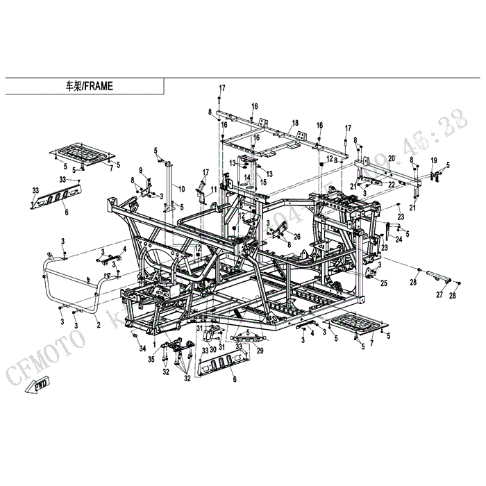 Middle Bar Reinforcement Connecting Pipe by CF Moto