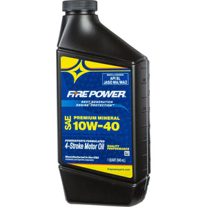 Mineral 4-Stroke Oil 10W-40 Qt 12/Case by Fire Power 196979 Engine Oil Mineral 841-00231 Western Powersports