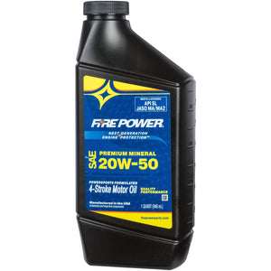 Mineral 4-Stroke Oil 20W-50 Qt 12/Case by Fire Power 196973 Engine Oil Mineral 841-00431 Western Powersports