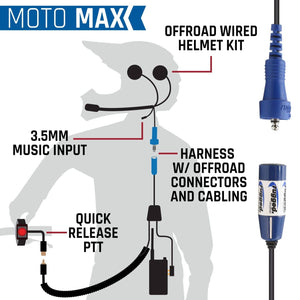 Moto Max Complete Motorcycle Communication Kit With Heavy-Duty Offroad Cables by Rugged Radios Rugged Radios