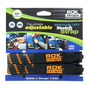 Motorcycle Strap Black/Orange 18"X60"X1" by Rokstraps ROK10031 Cargo Strap 29-2503 Western Powersports