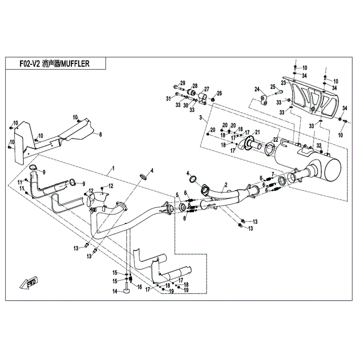 Muffler Assy. (Ordinary) (Replaces 7030-021100-00001) by CF Moto