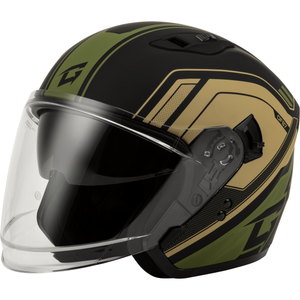 OF-87 Duke Helmet (2024) by GMAX O1187228 Open Face 3/4 Helmet 72-73422X Western Powersports Black/Green / 2X