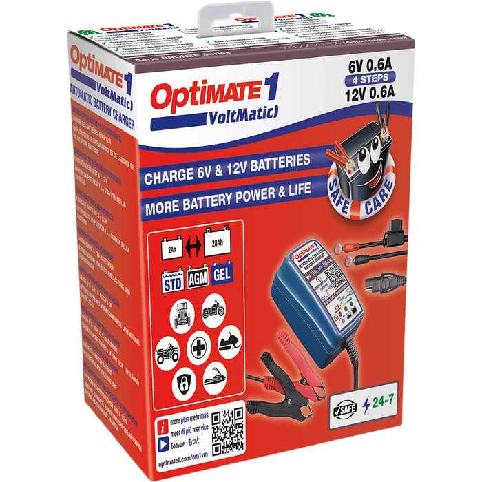 Optimate 1 Voltmatic Bronze Series Battery Charger/Maintainer 0.6A By Tecmate