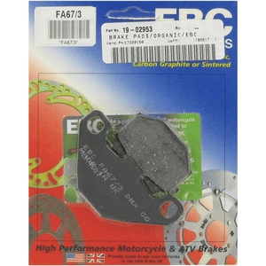 Organic Base "Fa" Brake Pads By Ebc FA67/3 Brake Pads 1722-0160 Parts Unlimited