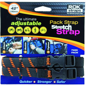 Pack Strap Black/Orange 12"X42"X5/8" by Rokstraps ROK10306 Cargo Strap 29-2513 Western Powersports