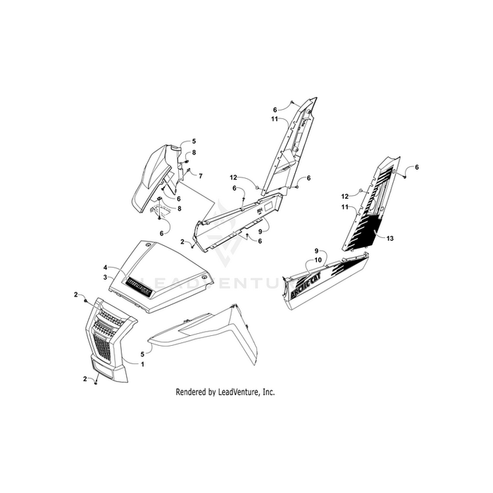 Panel, Rear Side - Left - Green By Arctic Cat