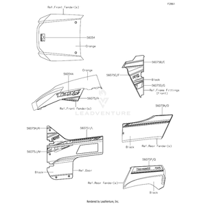 Pattern,Door Cover,Lh,Front,Cnt by Kawasaki 56075-4386 OEM Hardware 56075-4386 Off Road Express Peach St