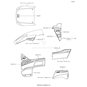 Pattern,Door Cover,Lh,Front,Upp by Kawasaki 56075-7922 OEM Hardware 56075-7922 Off Road Express Peach St