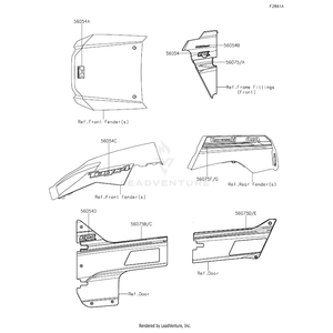 Pattern,Door Cover,Lh,Rr by Kawasaki 56075-2017 OEM Hardware 56075-2017 Off Road Express Peach St