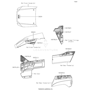 Pattern,Fr Door Cover,Lh,Cnt by Kawasaki 56076-1135 OEM Hardware 56076-1135 Off Road Express Peach St