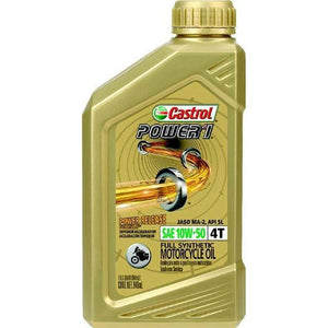 Power 1 4T Synthetic Oil 10W50 1Qt by Castrol 06114 / 15B6D7 Engine Oil Synthetic 83-0444 Western Powersports