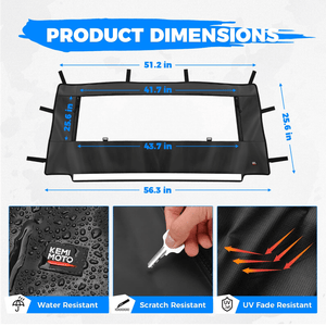 PVC Soft Rear Windshield for Polaris General 1000 /XP 1000 by Kemimoto B0110-10701BK Rear Windshield B0110-10701BK Kemimoto