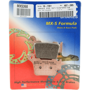 Racing Sintered "Mxs" Brake Pads By Ebc MXS368 Brake Pads 1721-0191 Parts Unlimited