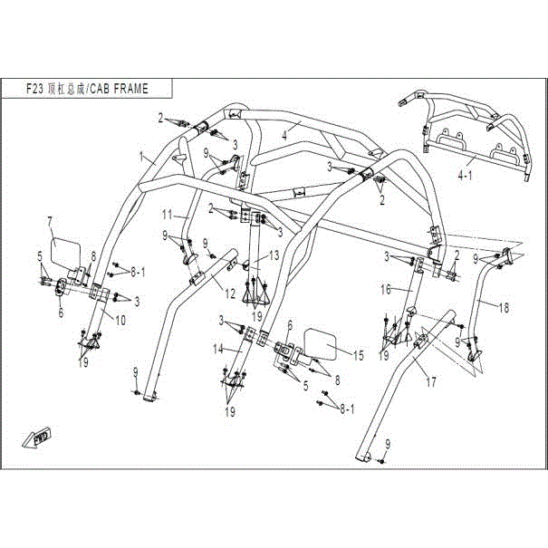 Rear Frame Cab (Truck Freight) (5 Point Harness Optional) by CF Moto