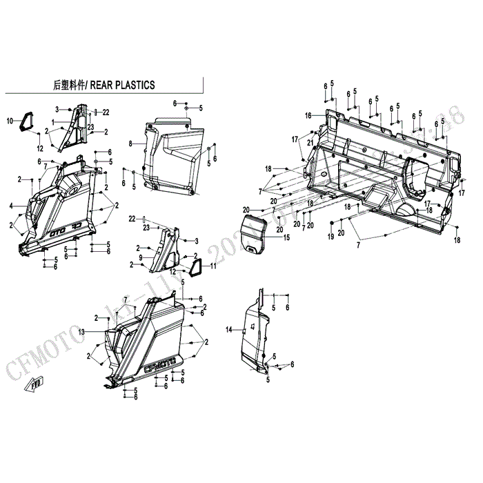 Rear Lh Side Upper Panel by CF Moto