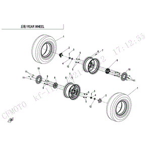 Rear Rim Matte Black (Replaces 5As0-110100-6000-11) by CF Moto 5ASV-110100-5000-11 OEM Hardware 5ASV-110100-5000-11 Northstar Polaris