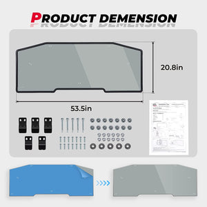 Rear Tinted Windshield for Can-Am Defender HD5/8 /10/MAX by Kemimoto B0110-04202SK Rear Windshield B0110-04202SK Kemimoto