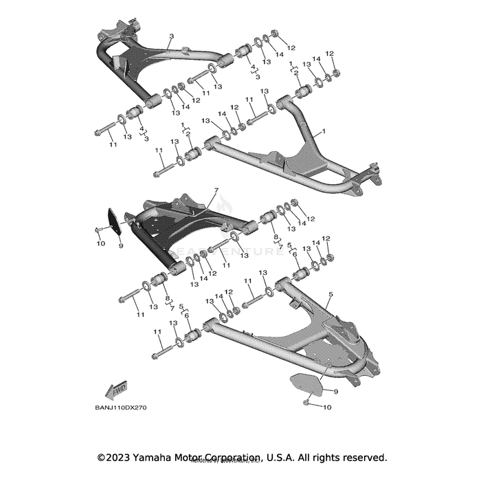 Rear Upper Arm Comp., 1 by Yamaha