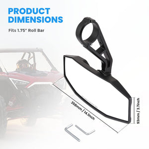 Rear View Center Mirror for 1.75” Roll Bar for Polaris RZR by Kemimoto B0106-03901BK Rear View Mirror B0106-03901BK Kemimoto