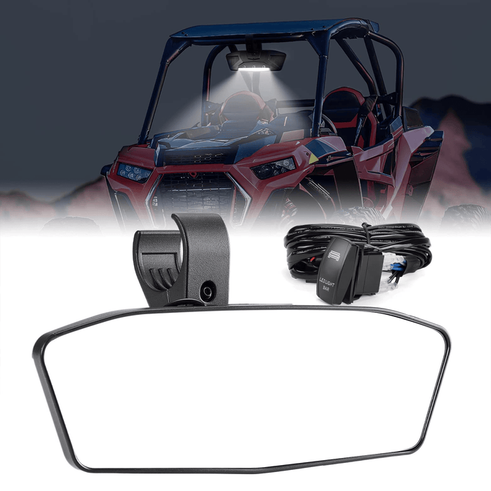 Rear View Mirror With Lights Fit 1.75"-2" Round Roll Bar by Kemimoto