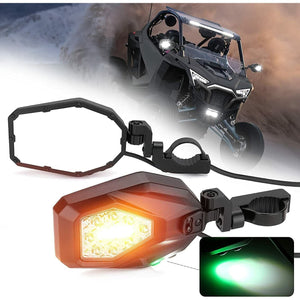 Rear View Side Mirrors with LED Spot Lights for 1.6"-2" Polaris RZR Can Am by Kemimoto B0106-05601BK Side View Mirror LED B0106-05601BK Kemimoto