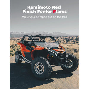 Red Fender Flares, Mud Guards for Maverick X3 / X3 MAX by Kemimoto B0103-00201RD Fender Flare B0103-00201RD Kemimoto