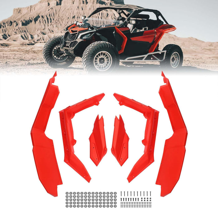 Red Fender Flares, Mud Guards for Maverick X3 / X3 MAX by Kemimoto