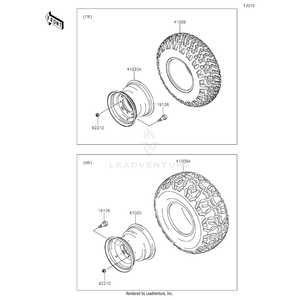 Rim,Front,10X7.0 At,F.S.Black by Kawasaki 41025-0040-397 OEM Hardware 41025-0040-397 Off Road Express Drop Ship