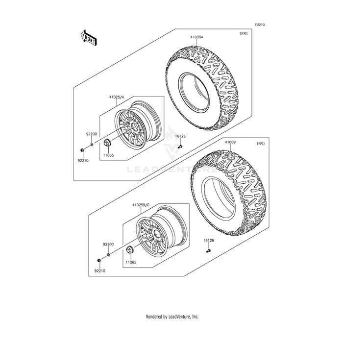 Rim,Front,12X6.0At,Silver,Gr by Kawasaki