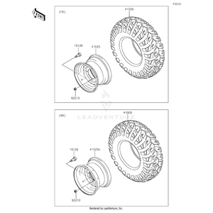 Rim,Front,12X7.5At,F.S.Black by Kawasaki 41025-7505-397 OEM Hardware 41025-7505-397 Off Road Express Drop Ship