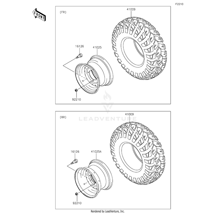 Rim,Front,12X7.5At,F.S.Black by Kawasaki