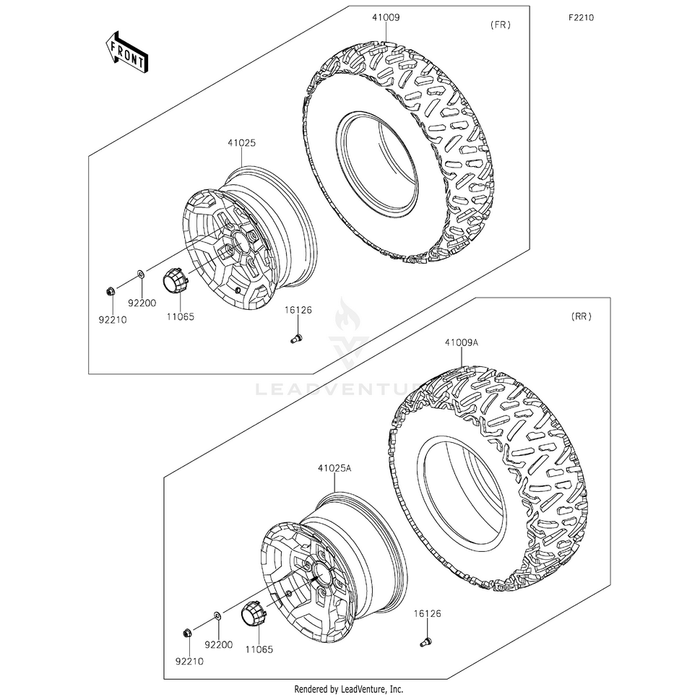 Rim,Front,14X6.0At,F.S.Black by Kawasaki