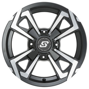 Riot Wheel Black Machined 12 in. x 7 in. 2+5 -47 mm by Sedona 570-1251 Non Beadlock Wheel 570-1251 Western Powersports Drop Ship