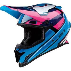 Rise MC Helmet by Z1R 0110-7184 Off Road Helmet 01107184 Parts Unlimited Drop Ship XS / Blue/Pink