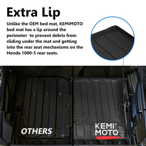 Rubber Bed Mat Liner Fit Pioneer 1000-5 2016-2023 by Kemimoto B0107-02401BK Bed Liner B0107-02401BK Kemimoto