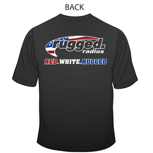 Rugged Radios American Flag T-Shirt - Black by Rugged Radios Rugged Radios