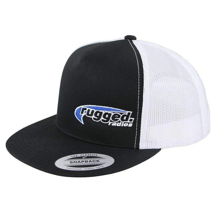 Rugged Radios Flat Bill Snapback Hat - Black And White by Rugged Radios