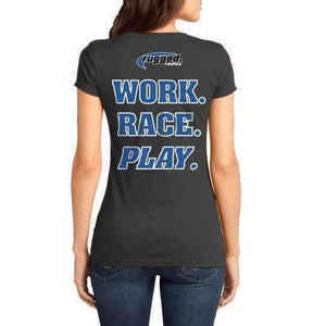 Rugged Radios Work Race Play Ladies T-Shirt - Grey by Rugged Radios Rugged Radios