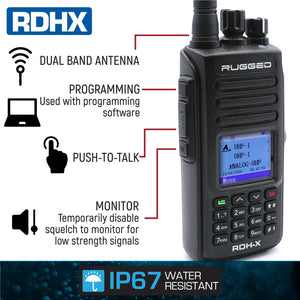 Rugged Rdh-X Waterproof Business Band Handheld - Digital And Analog by Rugged Radios Rugged Radios