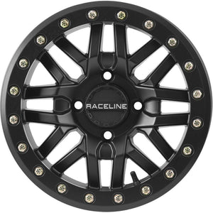 Ryno Beadlock Wheel 14X7 4/137 5+2 (+10MM) Black by Raceline A91B-47037-52 Beadlock Wheel 570-1601 Western Powersports Drop Ship