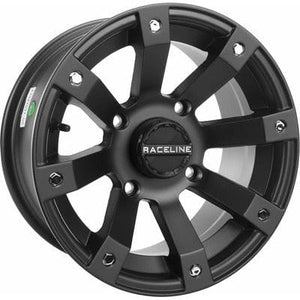 Scorpion Wheel Kit w/ Rip Saw Tire 14X7 4/156 4+3 (+5MM) Black by Raceline 570-5109+570-1530 Premounted Wheel & Tire Kit 570-25373 Western Powersports Drop Ship