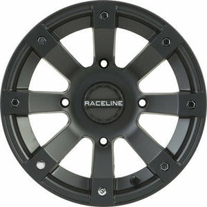 Scorpion Wheel Kit w/ Rip Saw Tire 14X7 4/156 4+3 (+5MM) Black by Raceline 570-5109+570-1530 Premounted Wheel & Tire Kit 570-25373 Western Powersports Drop Ship