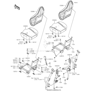 Seat-Assembly,Back,Black by Kawasaki 53066-0740-MA OEM Hardware 53066-0740-MA No Longer Available