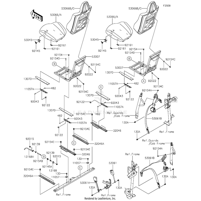 Seat-Assembly,Bottom,Black+Grn by Kawasaki