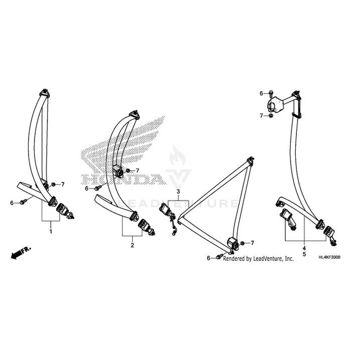 Seat Belt Assembly, Right Rear by Honda