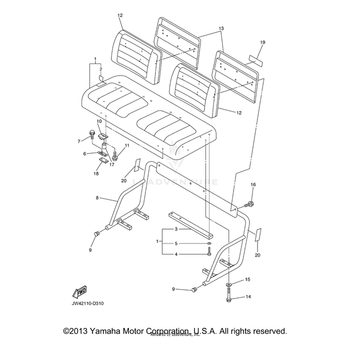 Seat Sub Assembly, Back by Yamaha